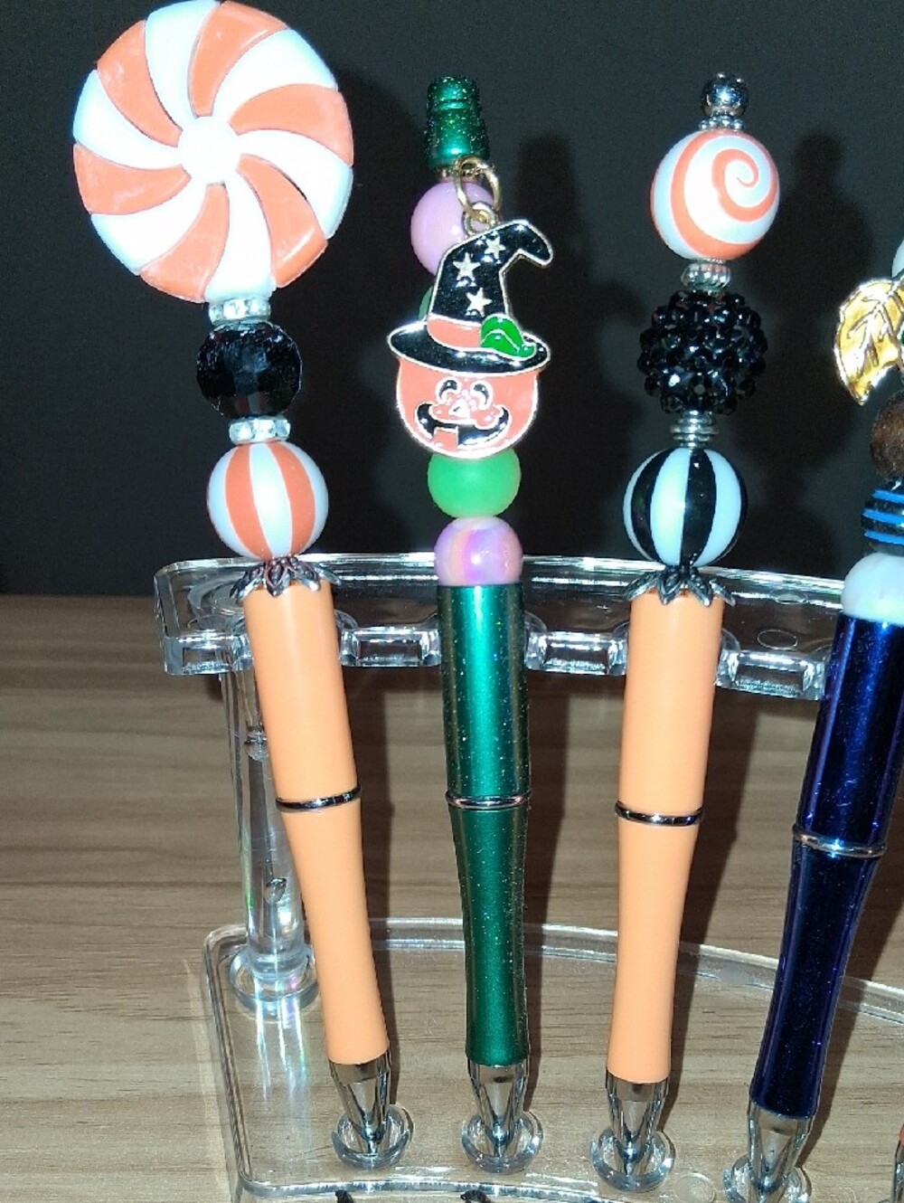 Handcrafted Halloween Beaded Pen - Assorted Orange, Green, Blue, Red SOLD SEP. - Picture 4 of 5